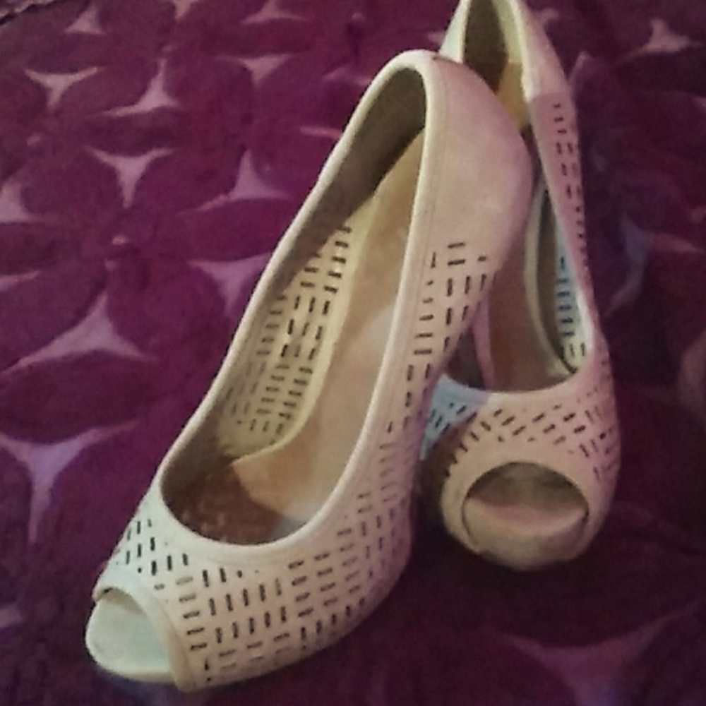 Cream colored High heel peep toes